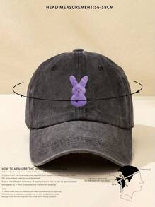 1pc Easter Rabbit Print Washed Baseball Cap, Adjustable Outdoor Sun Protection Casual Hat, Suitable For Spring/Autumn Travel, Beach Vacation, Young Men, Y2K Style - Multicolor - View 4