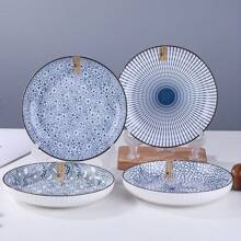 Ceramic Dinner Plates And Bowls Set Of 4 - Round Salad Dessert Plates And Bowls, Holiday Theme, All-Season Versatility For Home, Dorm, Kitchen & Dining Room