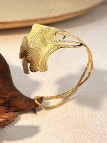 1 件 18K 镀金不锈钢枫叶设计手链，钛钢手镯，不褪色，适合女性日常佩戴 - 金黃色 - 查看 9