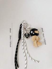 INS可爱小熊背包吊饰，心形照片吊坠DIY手工编织装饰，适用于包包、汽车、手机、腰带配饰，送给女朋友、朋友、同学的礼物