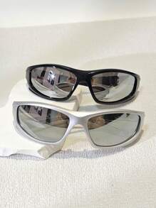 2 件男女通用简约时尚太阳镜，时尚运动骑行护目镜适合摄影、旅行、服装搭配 - 彩色 - 查看 3