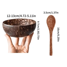 2 件套，非常适合盛放沙拉、水果和谷物，椰子壳碗，天然椰子壳碗，酸奶碗，甜点碗，糖碗，水果沙拉，燕麦冰沙，清淡盛菜碗，可持续椰子壳沙拉碗，配木勺 - 彩色 - 查看 3