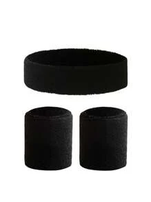 Fashion Sports Headband And Wristband Towel Set Sweatband Wrist Band Bracers For Women Men Cycling Gym Basketball Tennis