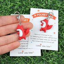 1st/2st Inspirerende Fox Hanger Sleutelhanger, Pocket Hug Card, Modieuze Dieren Thema Hanger, Stijlvol Cadeau Voor Beste Vriend, Verjaardag, Bruiloft, Kerstmis, Kleine Zakelijke Positieve Token, Feest Gunst