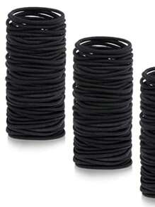 100pcs 3mm Seamless Black High Elasticity Rubber Band, No Damage To Hair, No Trace Hair Tie, Hair Loop, Hair Rope