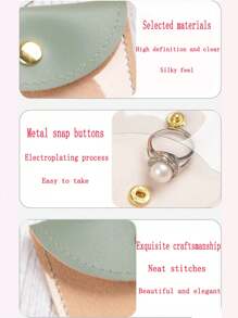 Transparent Single-Sided PU Leather Jewelry Bag For Rings, Pendants, Necklaces, Earrings Storage, Dust Proof Jewelry Pouch Gifts Women Girls