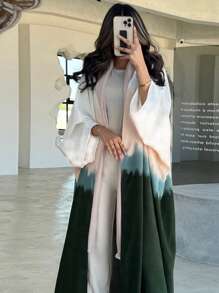 1pc Tie Dye Tie Dye Wavy Pattern Casual Long Robe, Elegant, Lightweight, Refined Fabric & Craftsmanship, Graceful High-End Cardigan Abaya - Abaya - View 7