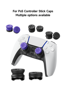 2个装 PlayStation 5/ Series X|S/ One 手柄摇杆帽套装，加高防滑摇杆保护帽，紫色和黑色，兼容 / Series X|S/ One 手柄按键保护套，黑色和紫色高/低高度摇杆帽套装，游戏手柄摇杆帽配件，拇指握把帽