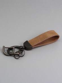 1pc Customized Engraved Name Letter PU Leather Fur Keychain, Fashion Casual Style, Father's Day Gift Suitable For Fathers, Elders, Partners, Teachers, Classmates, Friends, Can Be Used As Promotional, Business, Or Advertising Gift