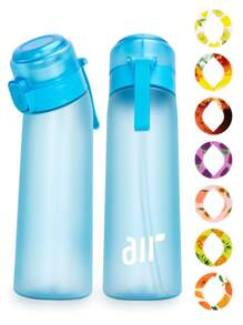 1 pièce Bouteille d'eau aromatisée, ensemble de démarrage de bouteille, bouteille de boisson avec un gobelet aromatisé aléatoire, convient pour les gymnases, les écoles, bouteille d'eau aromatisée