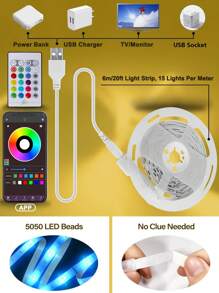 19.6ft LED TV Backlight Strip Lights, Music Sync RGB Color Changing Bias Lighting For 32-80 Inch HDTV - Multicolor - View 8