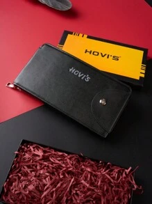 HOVI'S Fashion Retro Eagle Printing Zipper Long Wallet Business Large Capacity Multifunctional Mobile Phone Wallet Clutch Bag Gift - Black - View 2