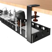 Porte-câbles extensible sous le bureau en acier robuste, cache-câbles sous le bureau en métal, support de cordon de bande d'alimentation