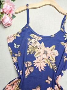 FASHION Women's Tank Top Plus Size Straps G1 Stretches Well NEW Prints - 蝴蝶 藏藍 - 查看 2