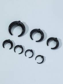 7pcs/Set Fashionable Transparent Invisible Acrylic Stretching Earplug Horn Shaped Ear Gauges