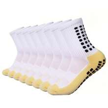 8 Pairs Anti-Slip Soccer Socks, Compression Mid-Calf Sports Socks With Thicker Terry Polka Dot For Football