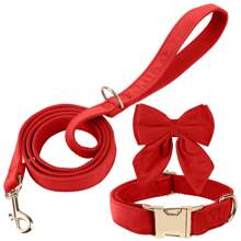 3pcs/Set New INS Style Velvet Swan Collar & Leash Set, Adjustable Collar With Bow Tie, Suitable For Medium & Large Female Dogs - Multicolor - View 11