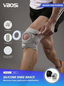 VBOSI 1pc Unisex Upgraded Anti-Slip Breathable Adjustable Knee Pad With Silicone Cushion, Perforated Design For Basketball, Running, Weightlifting, Fitness, Sports Knee Support - Multicolor - View 2