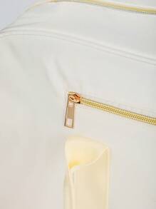 1pc Large Capacity Waterproof Nylon Travel Makeup Organizer Bag, Delicate Embroidered Letter Design Spacious Makeup Bag Handbag. Suitable For Weekend Gathering, Vacation, Travel, Outdoor Sports, Mother's Day Gift