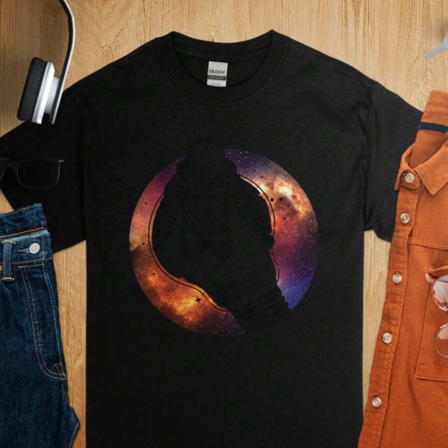 Astronaut Lightbulb Universe Design T-Shirt, Cosmic Explorer Graphic Tee, Space Adventure Novelty Shirt For  And Women