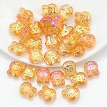 30 piezas/Paquete Cuentas con cabeza de conejo de vidrio enchapado de 10*12mm con agujero, material de manualidades para pendientes/collares/encantos/llaveros/cadenas de teléfono
