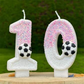 Cute Pink Football Shaped Candles For Birthday Cake, Creative 0-9 Number Candle Set For Party, Suitable For Birthday, Wedding, Christmas, Romantic Proposal, Prince/Princess Photoshoot Decoration, Cake Topper Gifts Graduation
