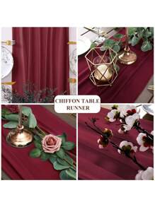 1pc Chiffon Table Runner, Wedding Table Tablecloth, For Long Romantic Country Party Baby Bride Shower Decoration