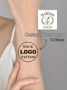 12-300 Pcs Custom Temporary Tattoo Stickers, Personalized Wedding Tattoo Stickers, Customized Valentine's Day Gifts, Customized Text, Logo, Thank You Stickers, Children's Stickers, Party Stickers, Suitable Graduation, Birthday Gifts, Bride Groom Decor, Bachelorette Party, Ideal Gifts For Him/Her, Lovers, Friends, Girls, Besties, Multi-Functional, Ornamental, Letter