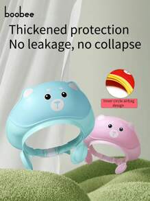 1 件装婴儿洗发帽，卡通熊设计防水浴帽，可调节尺寸婴儿耳朵和眼睛保护浴帽，婴儿洗澡、新年的完美礼物 - 嬰兒洗頭帽 - 查看 4