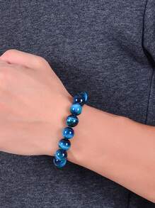 1 pieza Pulsera de ojo de tigre azul real de calidad 5A+ para hombre, 6/8 mm, con cuentas de piedra de ojo de tigre rayo rojo, pulseras de curación de energía natural de piedra para mujeres, joyería