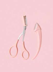 2pcs Eyebrow Trimmer Scissor With Comb, Auxiliary Eyebrow Comb Scissors, For Women And Men, Perfect Eyebrow Trimming Tool For Better Length Control, Trimming Eyebrows, Home Beauty Gadgets, Scissors With Mini Comb Hair Removal, Face Hair Removal, Lady, Men, Hair Removal Grooming Shaping, Stainless Steel Eyebrow Remover Makeup Tool, Eyebrow Trimmer, With Precision Cover, Women Eyebrow Shaping Tools Suitable For Or Travel Use. - Pink - View 10