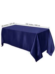 Deluxe Satin Navy Blue Tablecloth Kit - Rectangular Formal Dining Cloth With Non-Slip Lined Suitable For Home Dining Table Indoor And Outdoor Wedding Party Decoration - Multicolor - View 4