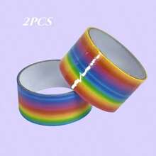 1件/2件创意彩虹绒球减压胶带，冰透明水晶粘球胶带，减压玩具粘球 - 彩虹色 - 查看 11