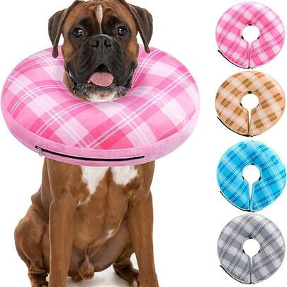 Inflatable Dog Cone Collar, Soft Dog Donut Collar For Medium To Large Dogs After Surgery, Elizabethan Collar Alternatives For Dogs Recovery Prevents Licking Wounds & No Blocking Vision