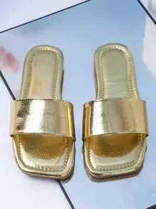 2025 Frühling/Sommer Neue Mädchen Prinzessin Stil flache Schlüpf-Sandalen, rutschfeste Thong-Hausschuhe für mittlere Kinder - Gold - Übersicht 5