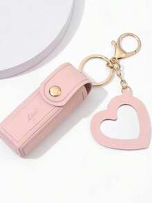 Mini Lippenstift Etui mit Spiegel, Lippenstift Tasche, tragbare PU-Leder Schlüsselanhänger Lippenstift Tasche, Lippenstift Aufbewahrungstasche, Lippenstift Aufbewahrungstasche, Taschenbehang Taschenanhänger Taschenkette Taschenzubehör Schlüsselanhänger Anhänger Dekoration - Kosmetiktasche Kosmetika, einfarbige PU-Leder Lippenstift Halter Tasche, tolles Geschenk für Frauen, Mädchen und Freundinnen.