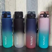 1pc 25.36oz/33.81oz Gradient Color Sports & Travel Water Bottle, Portable Drinking Cup, Tea Cup, PC Material, No Charging, Flip Cap, Suitable For Both Men And Women, Perfect For Summer & Fall, Great Gift For Students, Valentine's Day, Christmas
