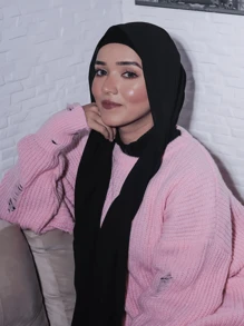 2pcs Simple Beanie Hat + Lightweight Chiffon Scarf Set, Suitable For Daily Use