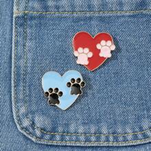 Broche de solapa con diseño de corazón y pata, hecho de aleación de zinc esmaltada, adecuado para ropa, bolsos, sombreros, todo el año; gran regalo para amigos, fans, compañeros de clase