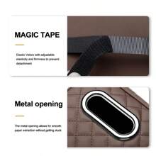 Reposabrazos de coche Kebidumei, almohadilla para caja de pañuelos, protector de consola central con bolsillo de almacenamiento lateral y soporte para papel - Gris - Ver 5