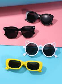 4-Pack Kids Fashion Eyeglasses, Combination Of Various Frame Styles: Square, Round Cat-Ear, Cat-Eye, And Oval Frames, Colorful Options, Suitable For Boys And Girls, Decoration For Daily Wear, Travel, Holidays, Parties, And Photography Props. - Multicolor - View 12