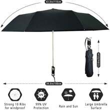FWTBOOM Windproof Travel Compact Umbrellas For Rain-Compact Folding Umbrella, Travel Umbrella Compact, Small Portable Windproof And Hands-Free Type Umbrellas For Men Women Kid Teenage