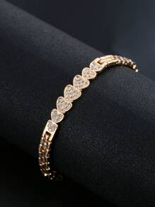 1 件耀眼的方晶锆石心形手链，优雅奢华，适合日常佩戴、约会、婚礼和正式活动 - 銀色 - 查看 3