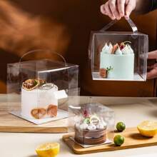 10pcs Clear Plastic Cake Boxes, 3/4 Inch Handheld Party Packaging, PET Material, Locking Style, Suitable For Cakes, Chocolates, Donuts, Pastries, Square Shape, Suitable For Christmas, Halloween, Easter, Thanksgiving
