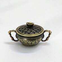 1pc Retro Mini Incense Burner, Portable Decorative Gourd Shaped Incense Holder, Creative Home Accessory - 1pc Treasure Basin Incense Burner - View 1