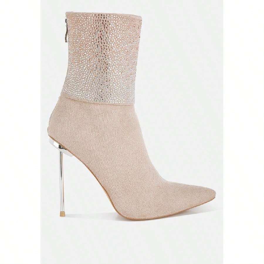 Podstar Rhinestones Embellished Foldover Boots