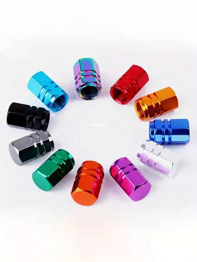 2/4/8PCS Hexagonal Aluminum Alloy Valve Caps - Explosion-Proof Tire Valve Stem Covers, Dust-Proof & Waterproof For Cars, Motorcycles, Trucks & Bicycles