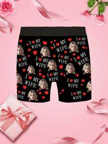 1PC Customized Human Face Underwear Personalized Men's Underwear Norollwaistband Shorts Customized Photo Customized Human Face Portrait Printed Men's Underwear Boxer Shorts