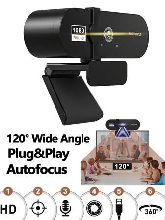 Webcam 1080P Mini Camera Full HD Webcam With Microphone 30fps USB Web Cam For Auto Focus PC Laptop Video Shooting Camera For Desktop Laptop Computer Mini USB Web Camera With Microphones Web Cam Cover