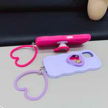 1 件紫红色波浪糖果形光滑纹理心形珠子手机挂绳保护壳，适用于 iPhone 16/Galaxy/Redmi/OPPO/OnePlus/Moto/Tecno Spark Go 2024/Infinix，奢华全覆盖 - 玫紅 - 查看 8